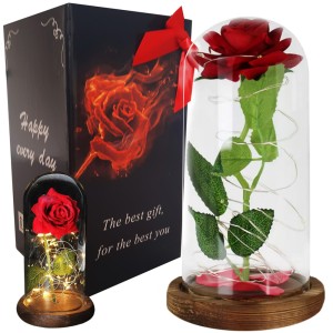 Вечна естествена жива роза в стъкленица