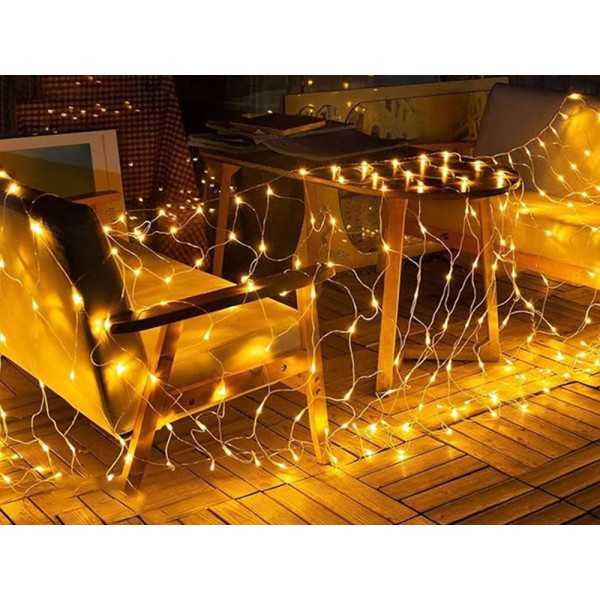 LED светеща мрежеста завеса 100 LED коледни лампички 1х2м
