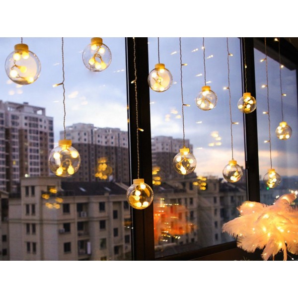 Светлинен коледен гирлянд топки 138 LED топъл цвят