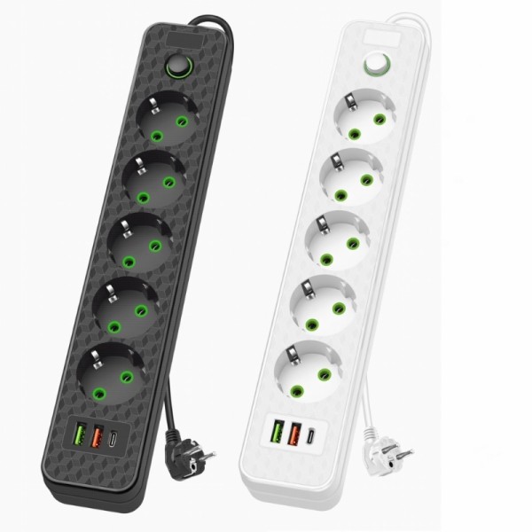 Разклонител 5 гнезда 2 USB и 1 type за захранване