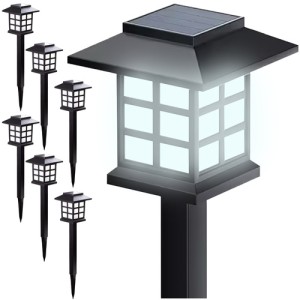 6 броя LED градински соларни лампи за алея и двор къщички