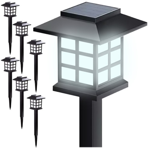 6 броя LED градински соларни лампи за алея и двор къщички