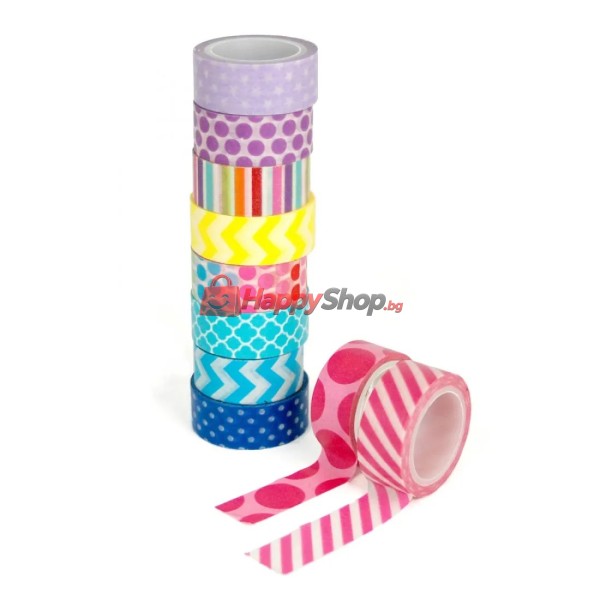 Декоративно тиксо - WASHI TAPE - комплект 10 бр.