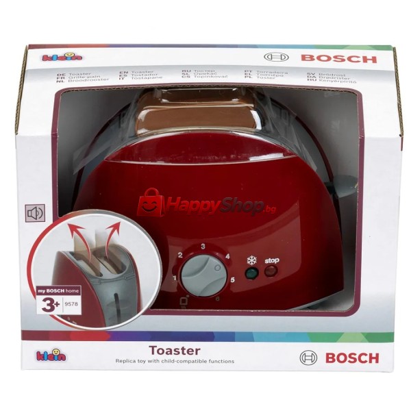 Детски тостер Bosch, с две филийки, червен