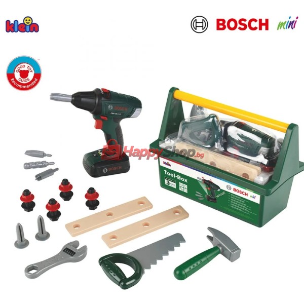 Детски куфар с инструменти Bosch и акумулаторен винтоверт