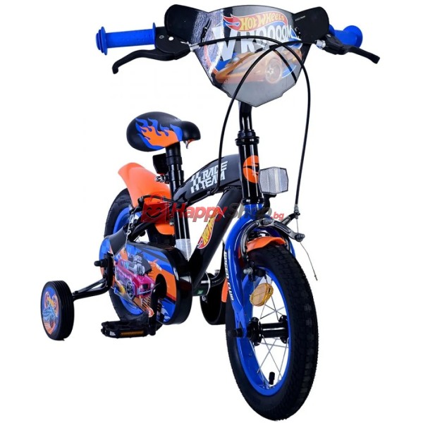 Детски велосипед с помощни колела, Hot Wheels,12 инча