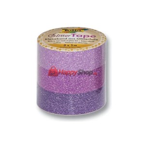Комплект блестящи лепенки за декорации, WASHI TAPE, Розово-л..