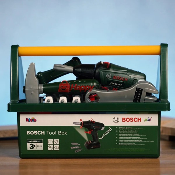 Детски куфар с инструменти Bosch и акумулаторен винтоверт
