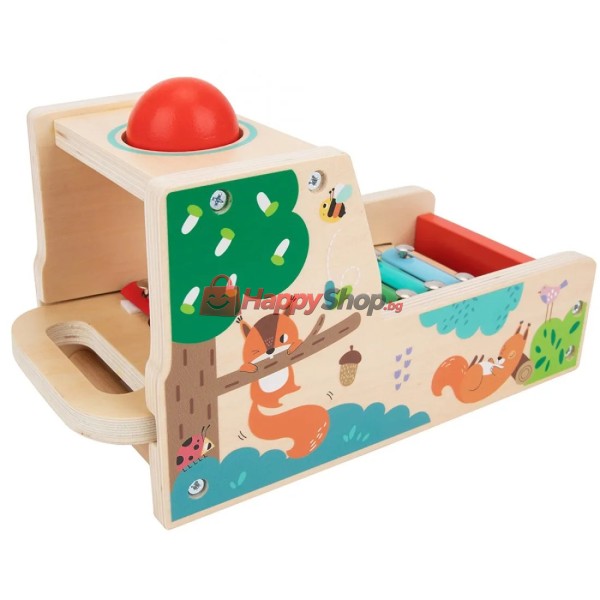 Дървена игра с топче и ксилофон, 2 в 1