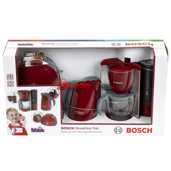 Детски комплект за закуска Bosch, с тостер, кана и кафе машина