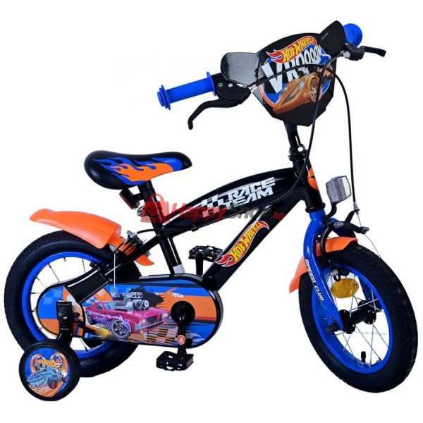 Детски велосипед с помощни колела, Hot Wheels,12 инча