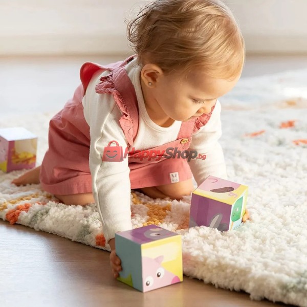Детски картонени кубчета, 4 броя, Ферма
