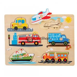 Дървен пъзел с дръжки, Превозни средства Tini Toys