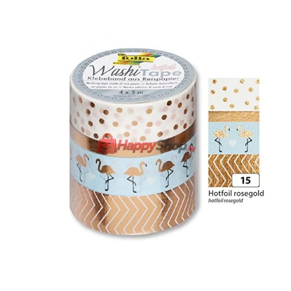 Комплект лепенки за декорации, WASHI TAPE, Злато, 3 бр.