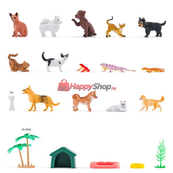 Домашни любимци - фигурки за игра в кофа, 30 части