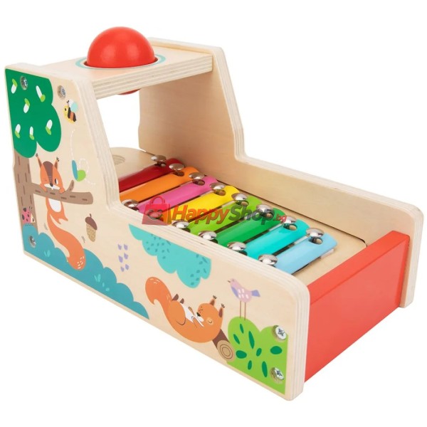 Дървена игра с топче и ксилофон, 2 в 1