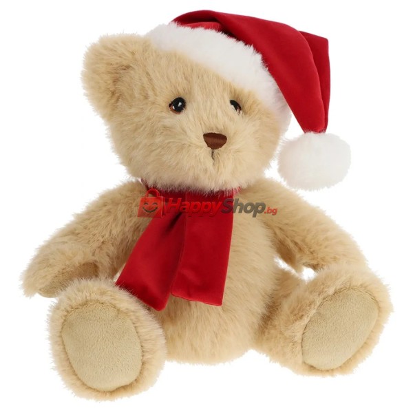 Keeleco Christmas, Плюшено коледно мече с шапка и шал, 20 см