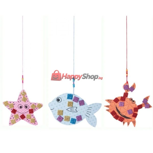 Блестящи самозалепващи мозайки с меки елементи, 6 цвята