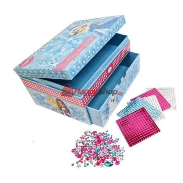 Кутия за бижута, с камъни и стикери за декорация