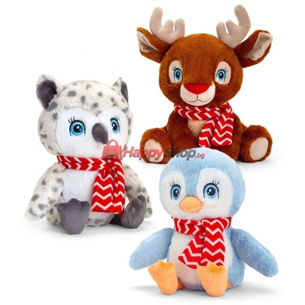 Keeleco Adoptable World, Коледни животни със шалче,  25 см (3)