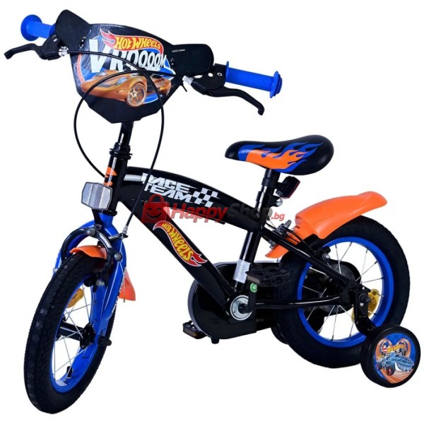 Детски велосипед с помощни колела, Hot Wheels,12 инча