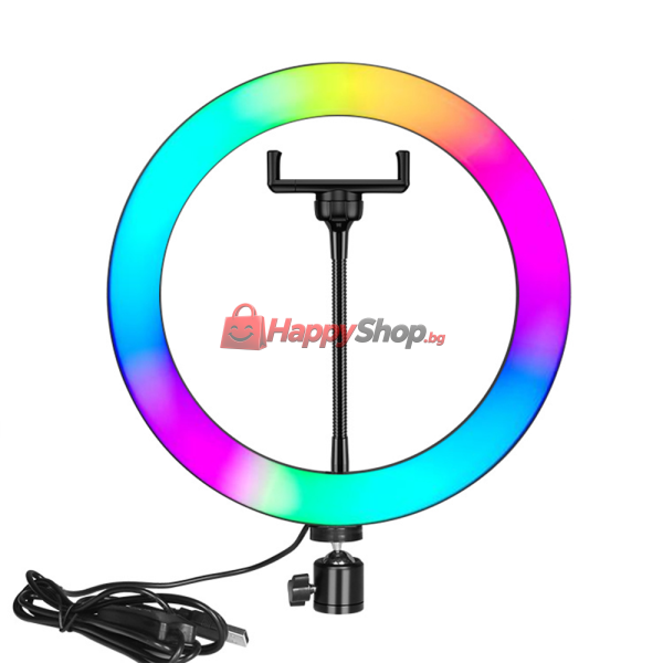 LED Ring осветление M26, 26см, RGB, 20W, Черен - 40123
