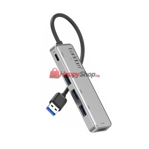 USB хъб Earldom ET-HUB12, USB 2.0, 5 Порта, Сив - 12069