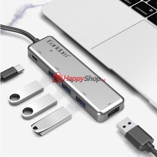 USB хъб Earldom ET-HUB12, USB 2.0, 5 Порта, Сив - 12069