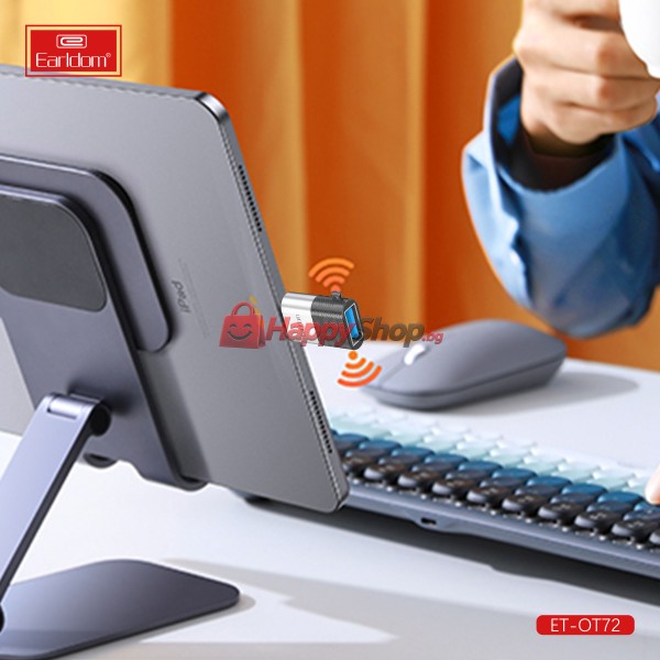 Преходник Earldom ET-OT72, USB (F) към Type-C, OTG, Черен - 40366