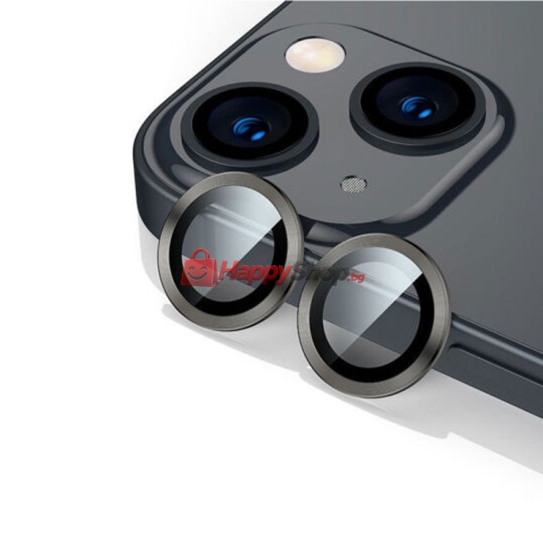Стъклен протектор за камера DeTech, за iPhone 12 / 12 Mini, Черен - 52708
