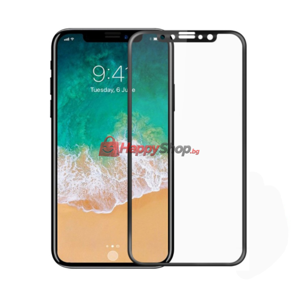 Стъклен протектор за целия дисплей , за iPhone X / XS / 11 Pro, 5D, 0.3 mm, Черен - 52373