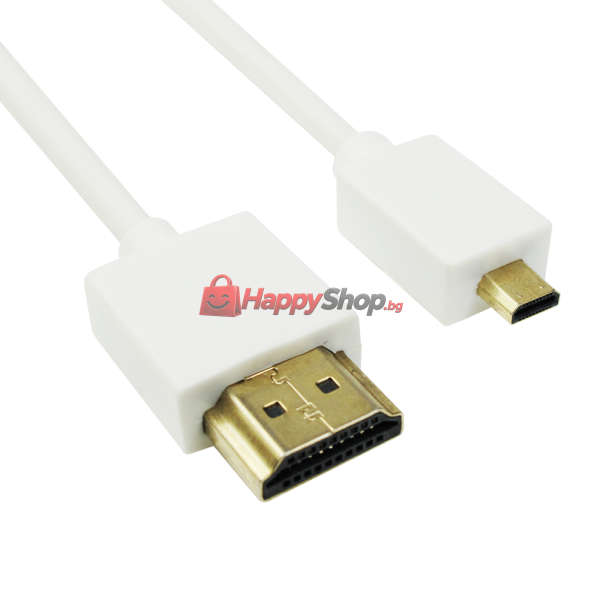 Кабел DeTech HDMI - HDMI Micro, 1.5m, Бял - 18136