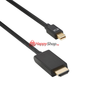 Кабел DeTech Mini DP - HDMI M/M, 14+1 cooper, 1.8м, Черен - ..