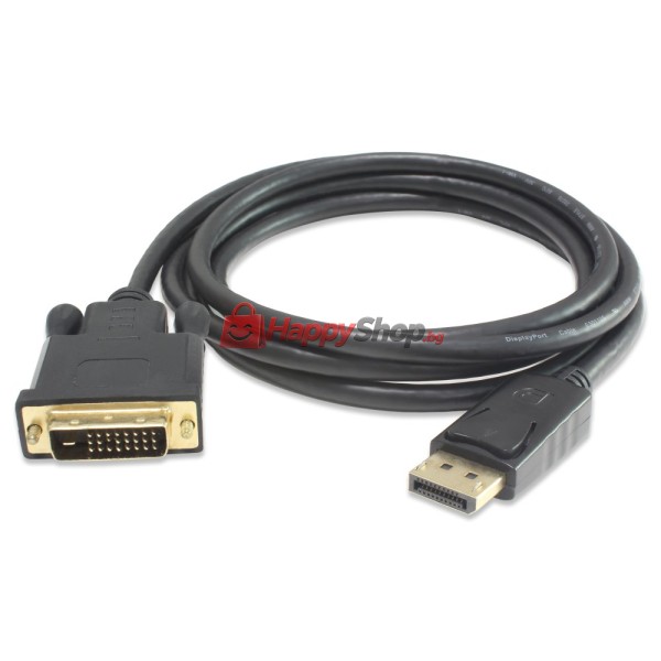 Кабел DeTech DP DVI M/M, 14+1 cooper,1.8м, Черен - 18276