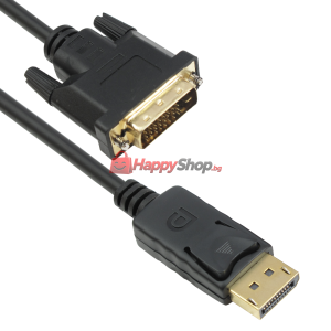 Кабел DeTech DP DVI M/M, 14+1 cooper, 3м, Черен - 18277