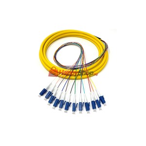 Оптичен кабел DeTech, LC, Pigtail, UPC, Singlemode, 1.5м, Жъ..