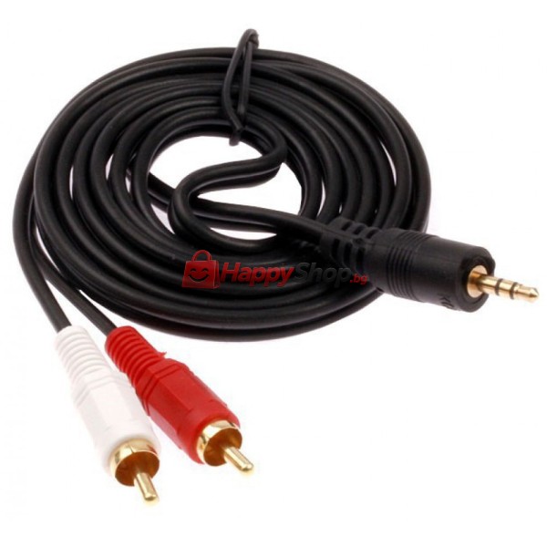 Аудио кабел DeTech 3.5 - 2RCA ,High Quality, 3m -18074