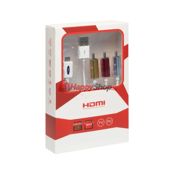 Кабел MHL (micro USB) - AV 3RCA, USB, , 1.8m - 18231