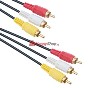 Кабел DeTech 3RCA - 3RCA, High Quality, 3m - 18119