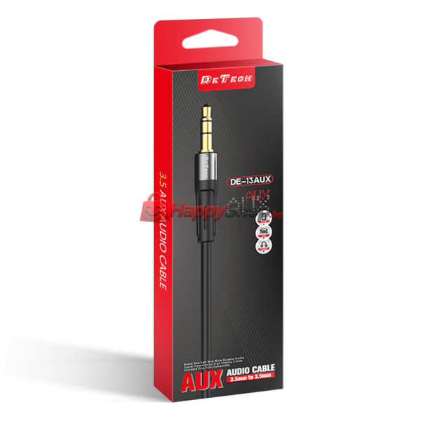 Аудио кабел DeTech DE-13AUX, 3.5mm жак, М/М, 1.0м, Черен - 40279