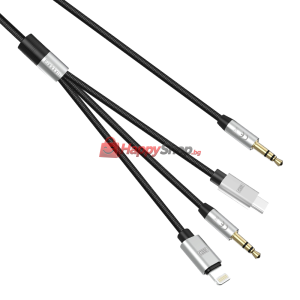 Аудио кабел Earldom ET-AUX09, 3.5mm към Lightning, Type-C, 3..