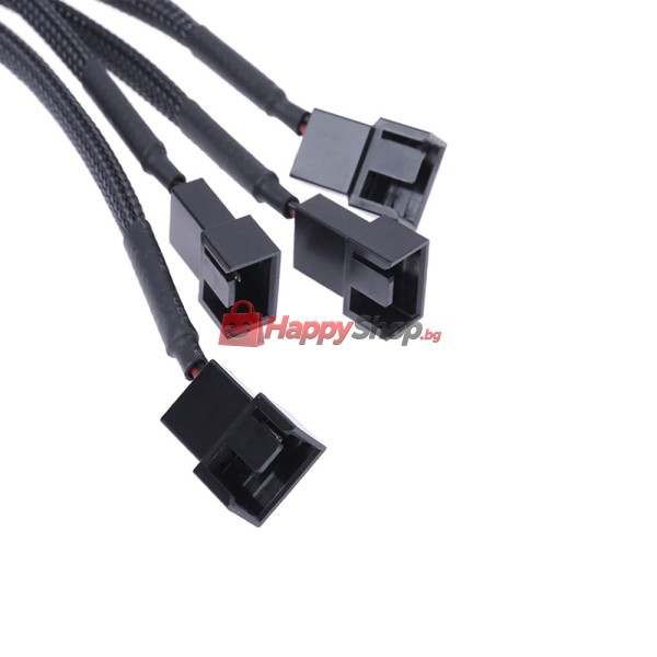 Кабел , Y-Сплитер, За вентилатори, MOLEX към 4x4PIN, 0.3m, Черен - 18322