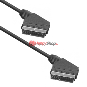 Кабел DeTech, SCART - SCART, 1.0m, Черен - 18021