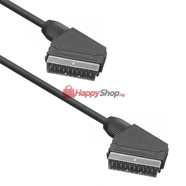 Кабел DeTech, SCART - SCART, 1.0m, Черен - 18021