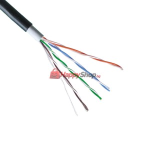 Кабел OUTDOOR CAT5 UTP, Черен, С медно жило, 305m - 18408