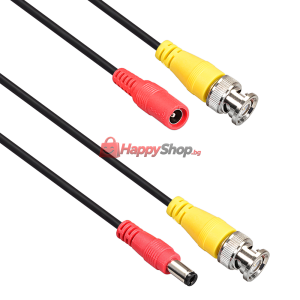 Кабел DeTech, CCTV, BNC+DC, 30m, Черен - 18088