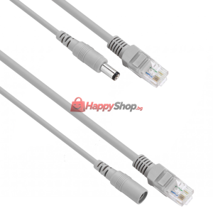 Кабел DeTech, CCTV, RJ45+DC, 5.0m, Сив - 18375