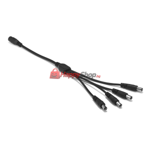 DC Сплитер DeTech, 5.5x2.1, 1 към 4, 0.4m, Черен - 18365