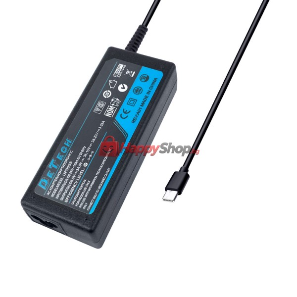 Адаптер DeTech, 65W, Type-C, Черен - 354