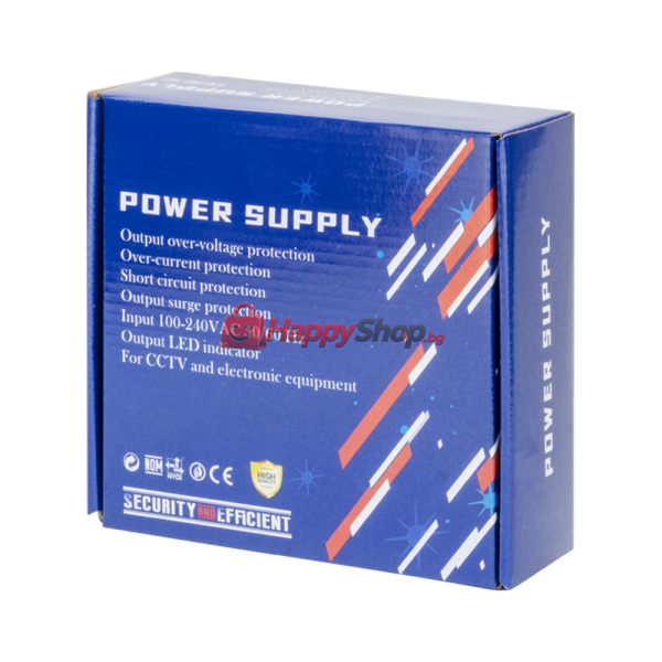 Импулсен захранващ блок , 12V/5A, 4 Изхода, Метална кутия, Сив - 342